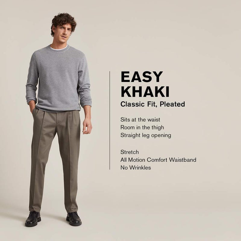 Dockers Men's Classic Fit Easy Khaki Pants-Pleated (Standard and Big & Tall), Black, 50W x 32L - Image 4